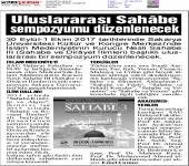 Uluslararası Sahabe Sempozyumu Yapılacak