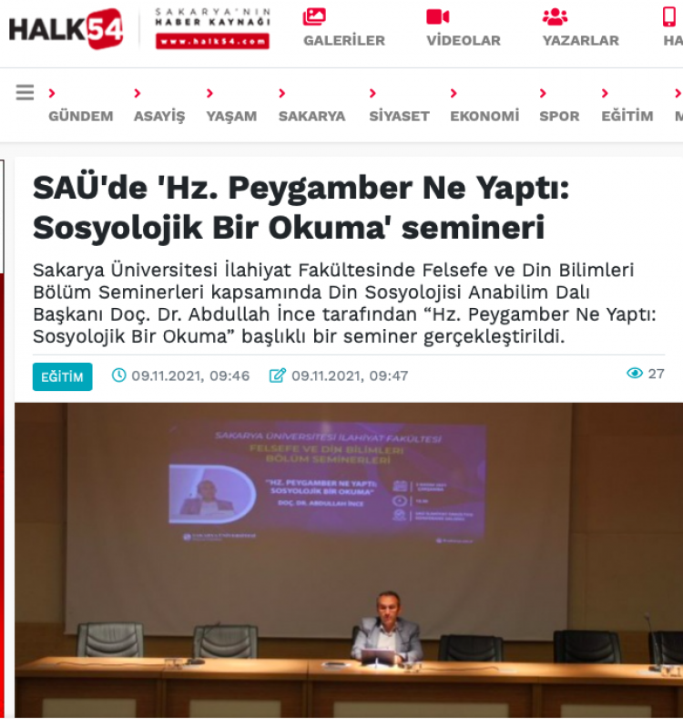 Hz. Peygamber Ne Yaptı: Sosyolojik Bir Okuma Konulu Seminer