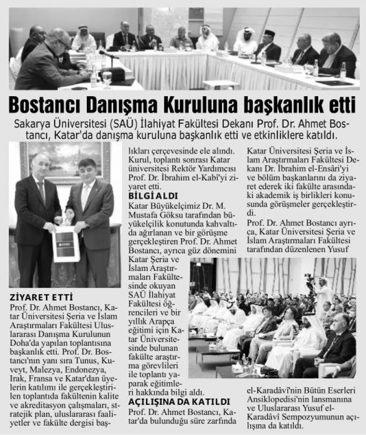 Prof. Dr. Ahmet Bostancı Katar’da Danışma Kuruluna Başkanlığı