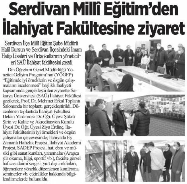 Serdivan Milli Eğitim Müdürlüğü'nün Ziyareti