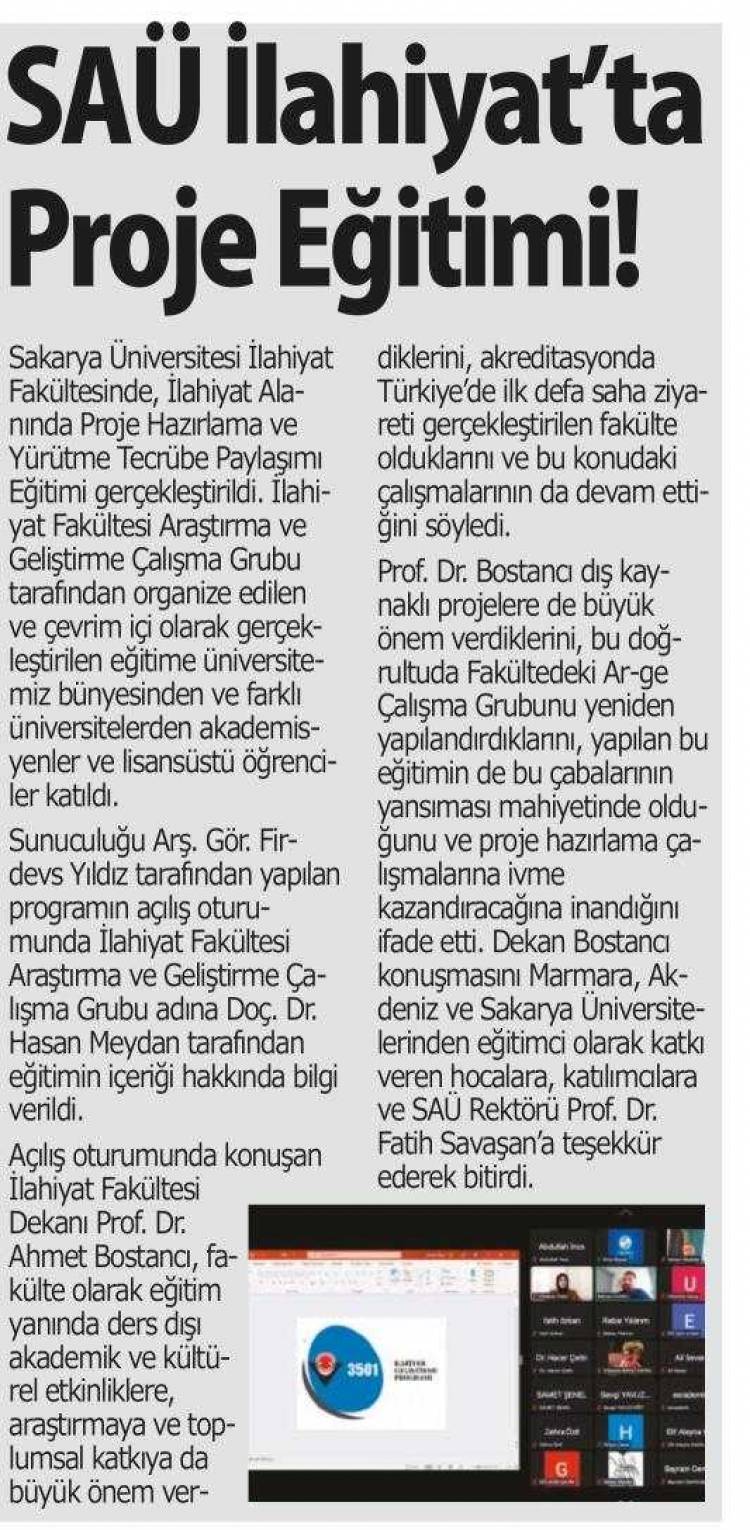 İlahiyat Alanında Proje Hazırlama ve Yürütme Tecrübe Paylaşımı Eğitimi