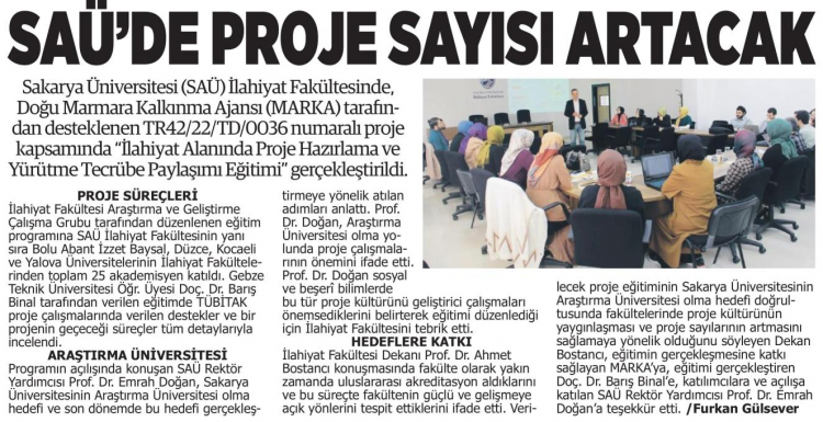 İlahiyat Alanında Proje Hazırlama ve Yürütme Tecrübe Paylaşımı Eğitimi