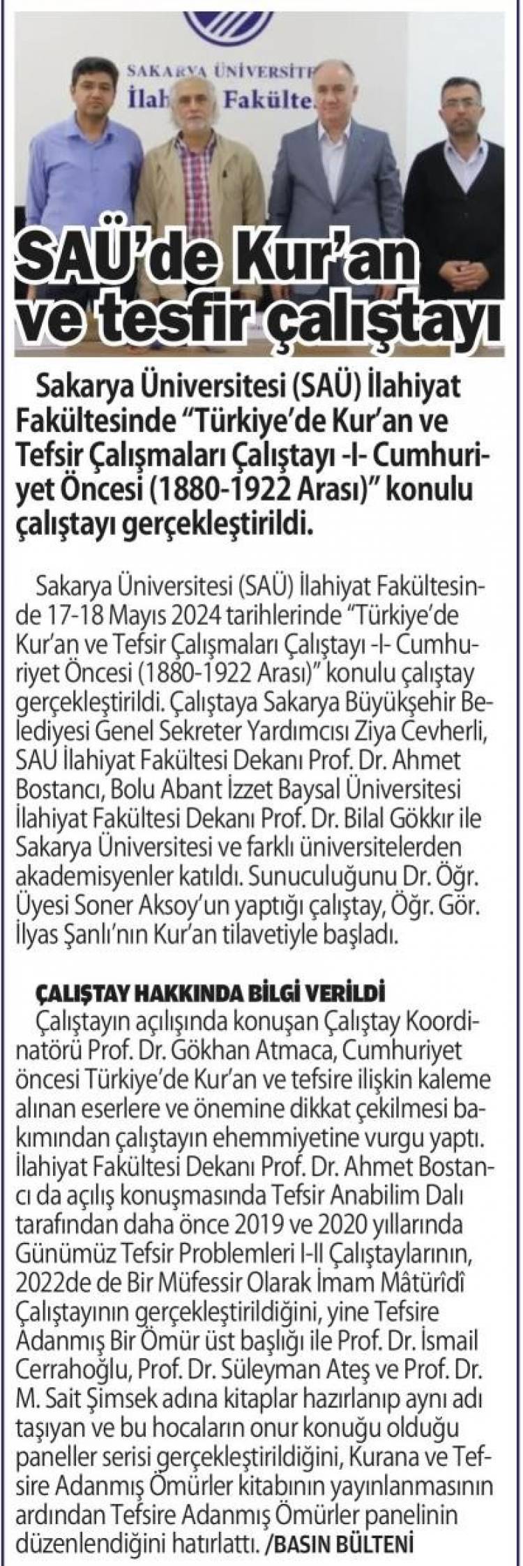 “Türkiye’de Kur’an ve Tefsir Çalışmaları Çalıştayı -I- Cumhuriyet Öncesi (1880-1922 Arası)” ÇalıştayI