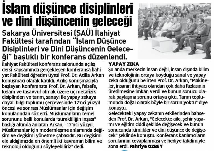 İslam Düşünce Disiplinleri ve Dini Düşüncenin Geleceği Konulu Açılış Dersi