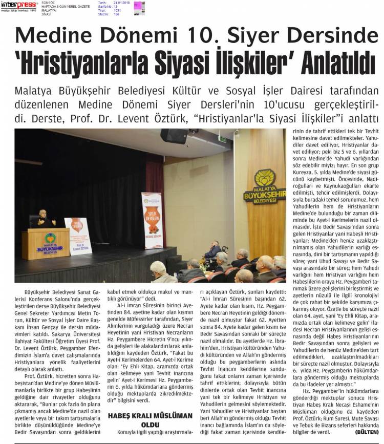 Hristiyanlar’la Siyasi İlişkiler Konulu Seminer