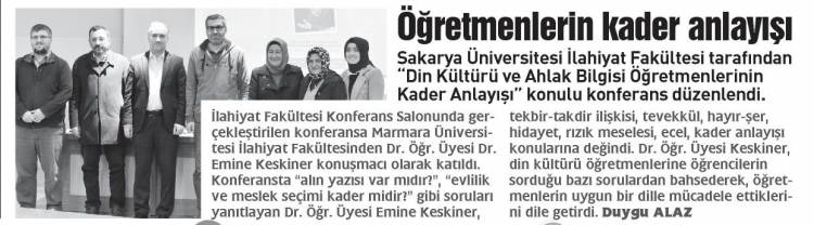 Din Kültürü ve Ahlak Bilgisi Öğretmenlerinin Kader Anlayışı Konulu Konferans