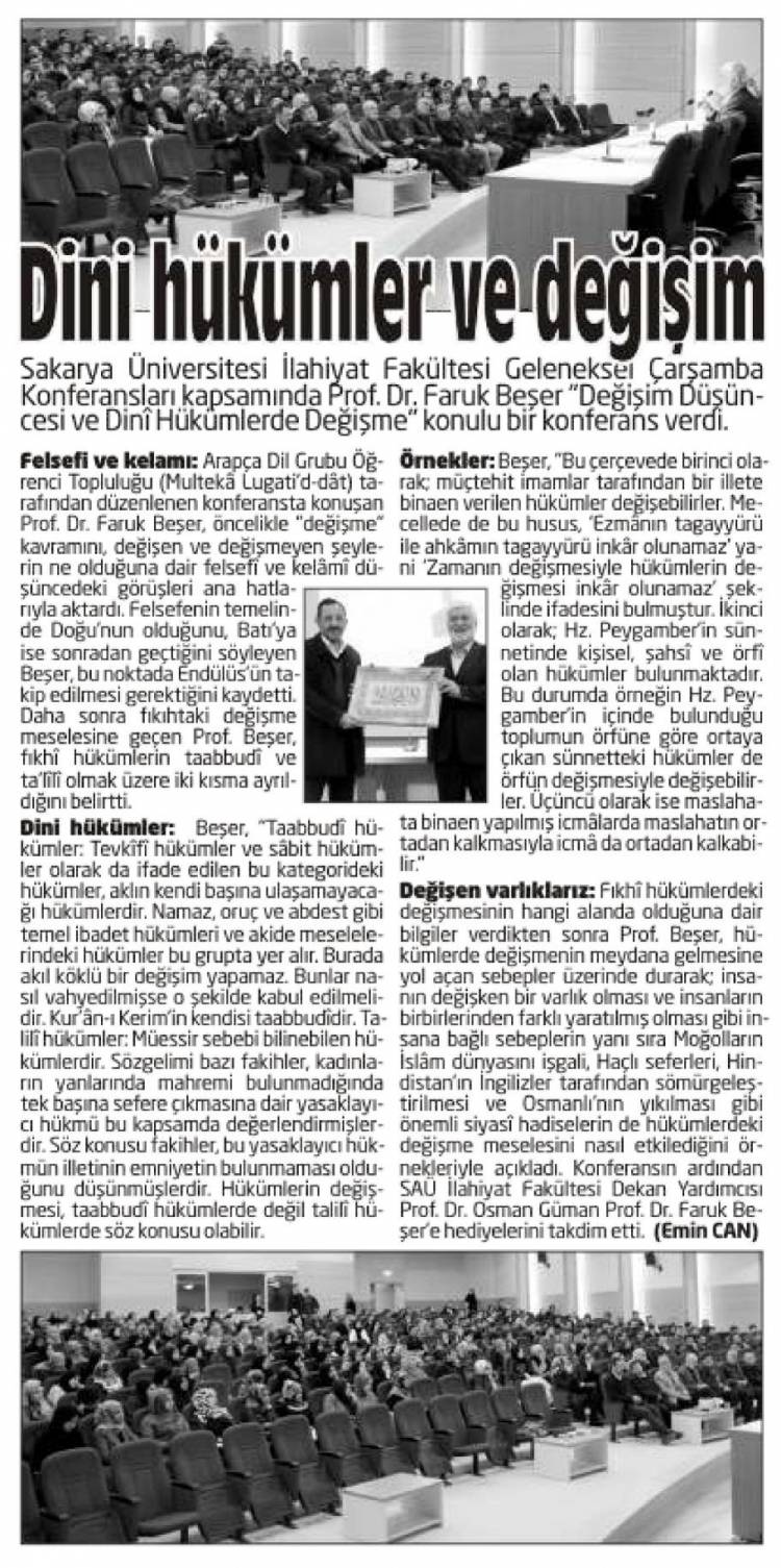 Değişim Düşüncesi ve Dinî Hükümlerde Değişme Konulu Konferans