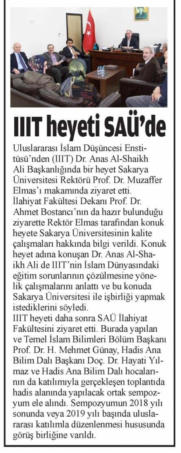 Uluslararası İslam Düşüncesi Enstitüsü Heyetinin Ziyareti