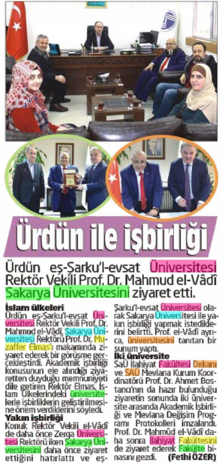 eş-Şarku’l-evsat Üniversitesi Rektör Vekilinin Ziyareti