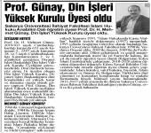 Prof. Dr. H. Mehmet Günay’ın Din İşleri Yüksek Kurulu Üyeliği